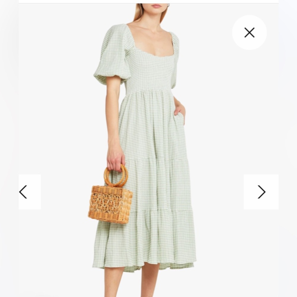 OPT
Smocked Maxi Dress In Green Gingham Size XS